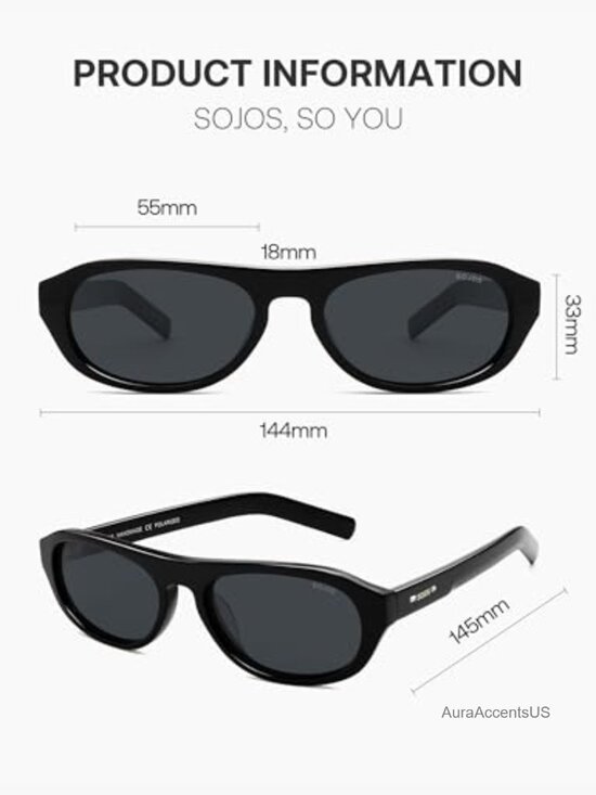 Polarized Oval Sunglasses Unisex Retro UV400 Protection Lightweight Acetate main image 7